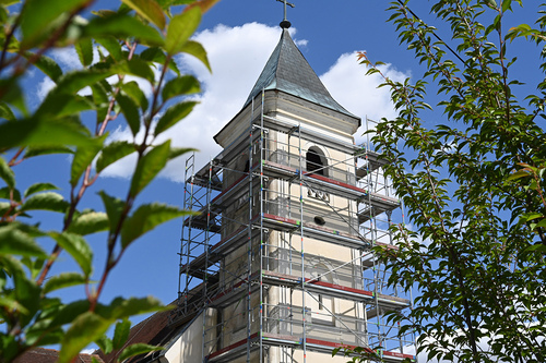 Kirchturmsanierung / www.markus-goestl.at Gerüst fertig aufgebaut